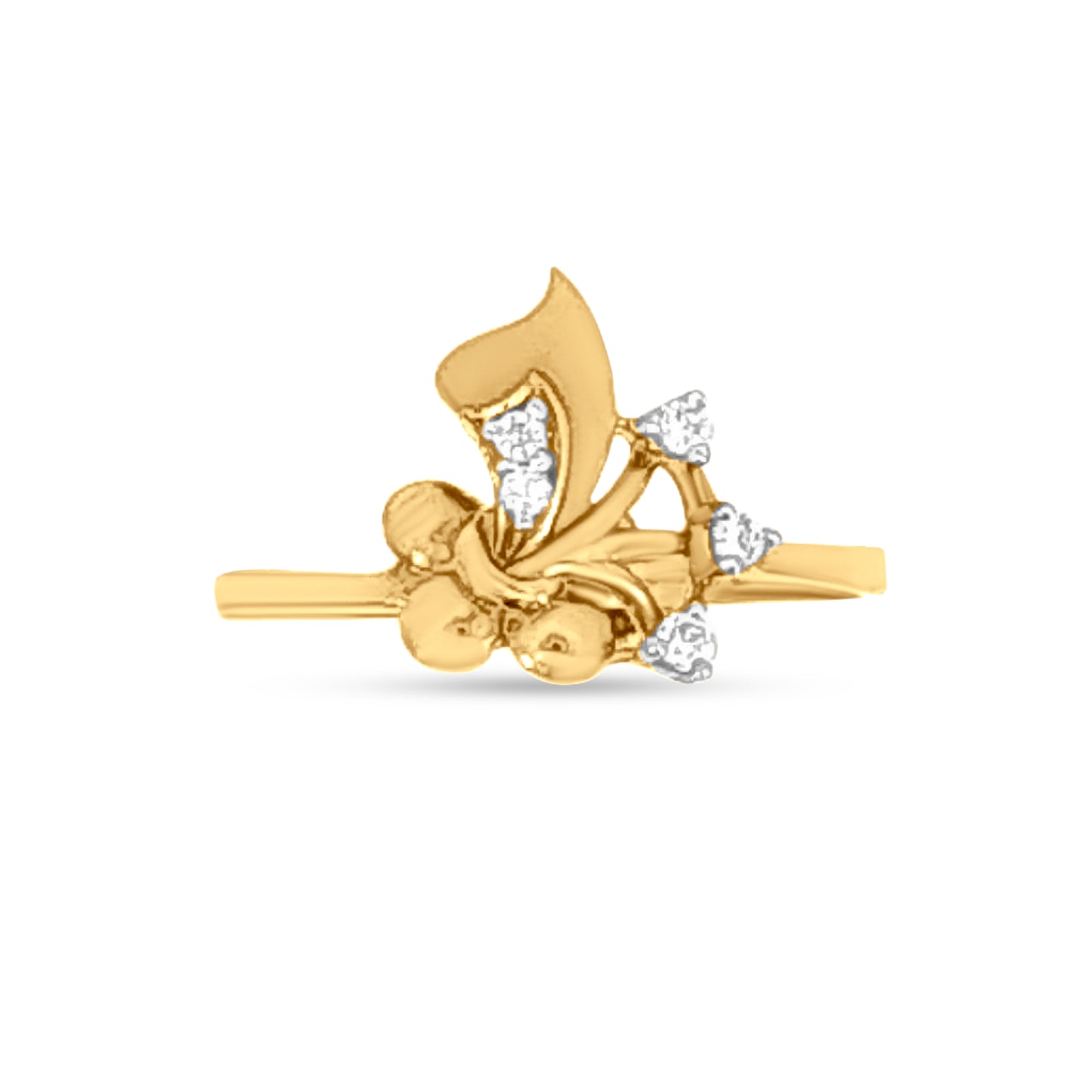 22K Gold Engagement Ring with Floral Motif