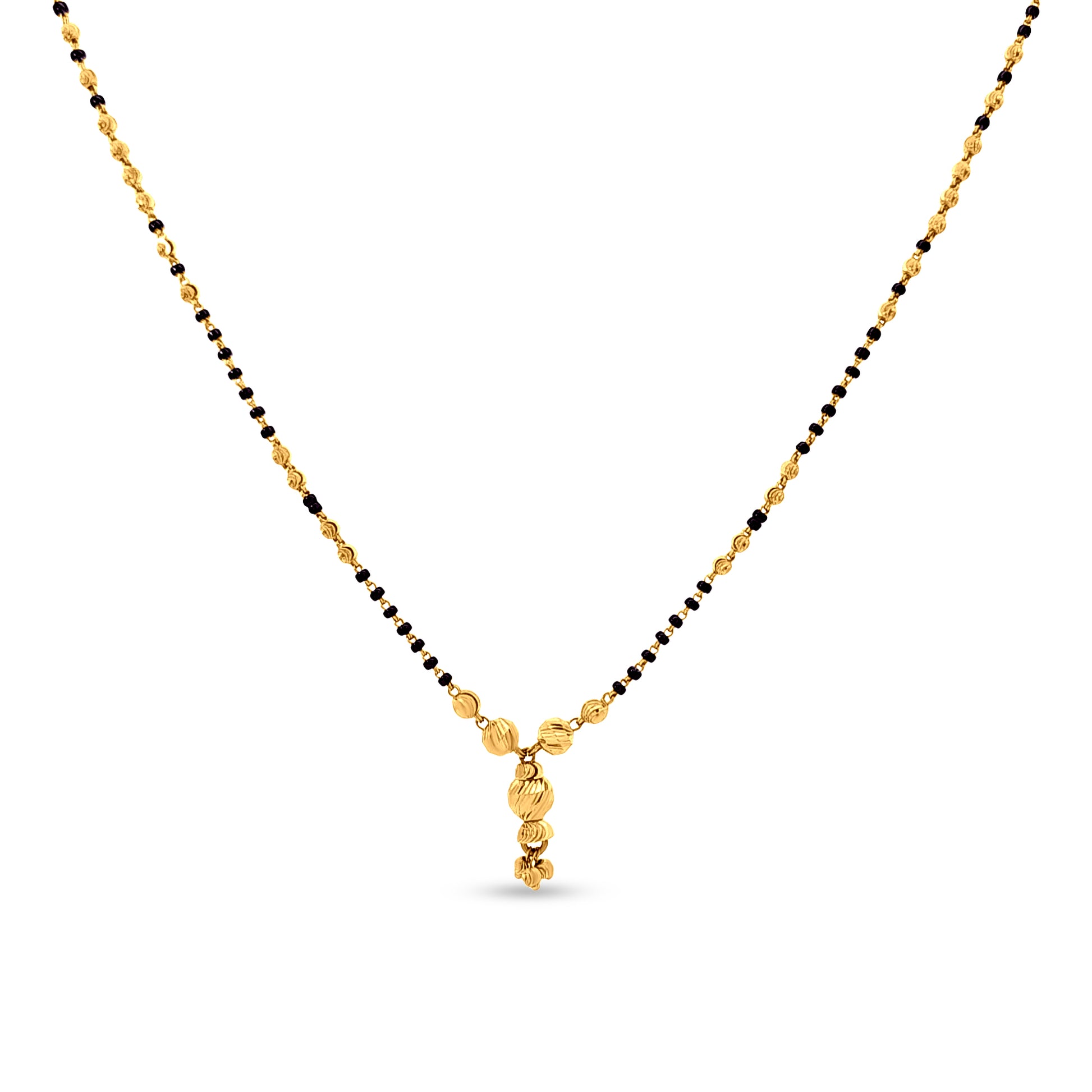 22K Gold Minimalistic Black Beads Onyx Chain Mangalsutra