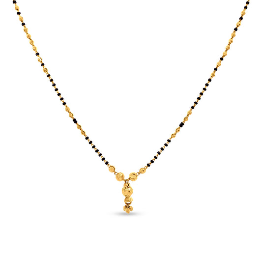 22K Gold Minimalistic Black Beads Onyx Chain Mangalsutra