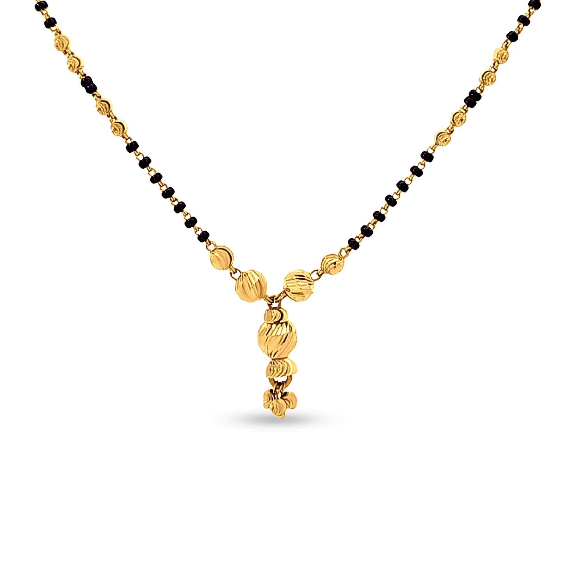 22K Gold Minimalistic Black Beads Onyx Chain Mangalsutra