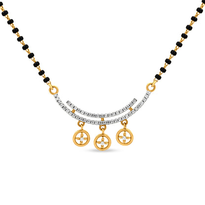 Tanisha 22K Gold Halfmoon Crescent Mangalsutra with Triple Round Motif