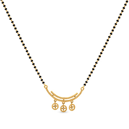 Tanisha 22K Gold Halfmoon Crescent Mangalsutra with Triple Round Motif