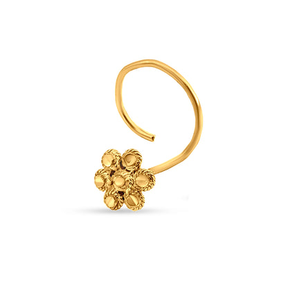 22k Gold Wired Round Floral Nose Pin