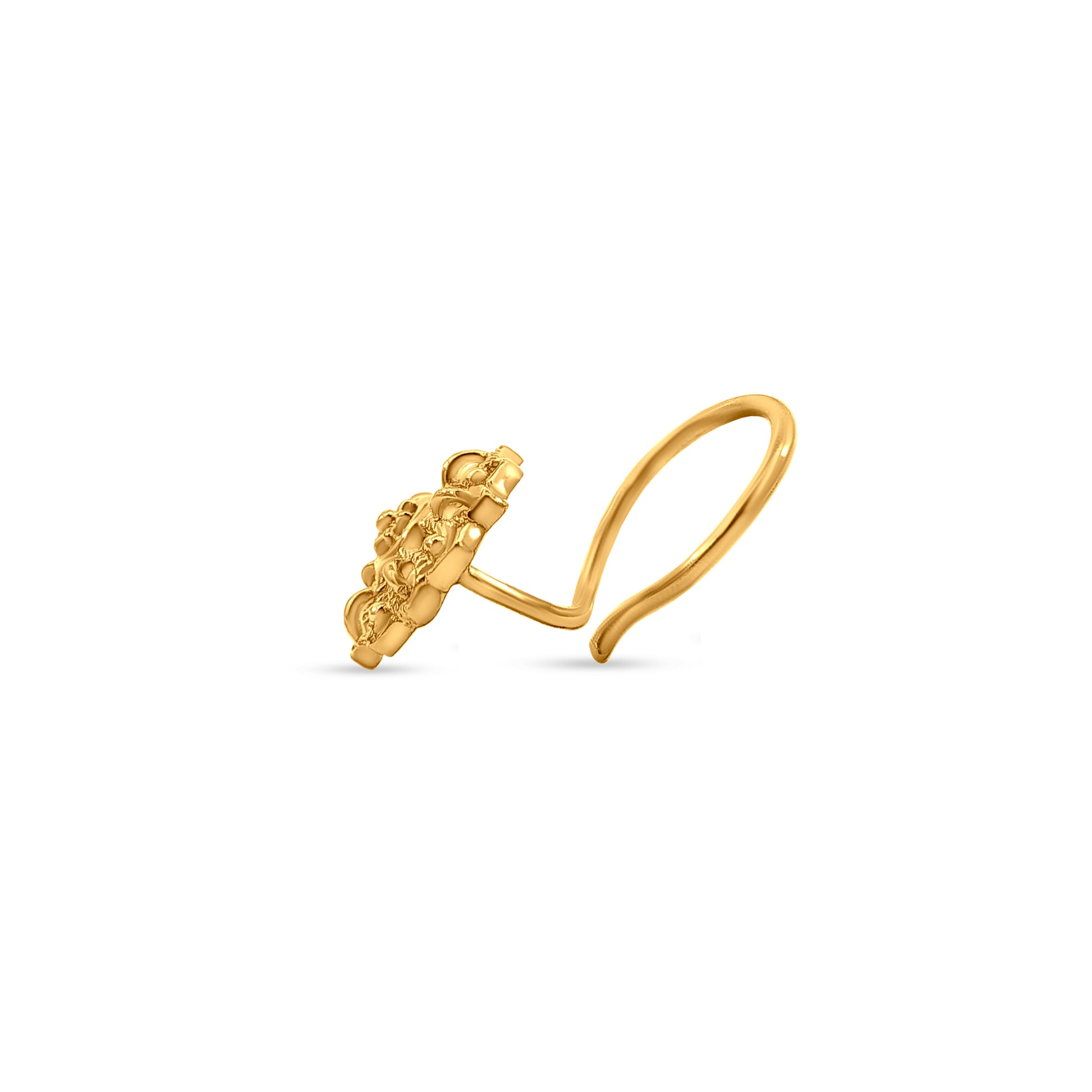 22k Gold Wired Intricate Floral Design Nose Pin