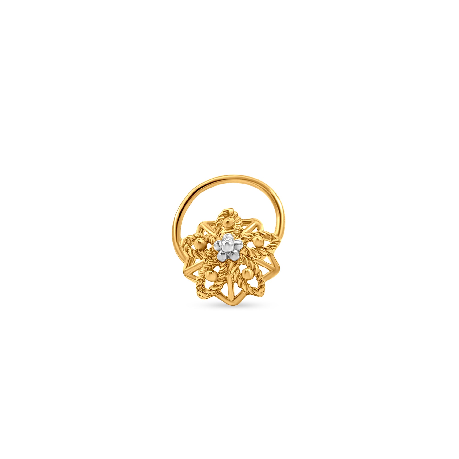 22k Gold Floral Blossom Nose Pin