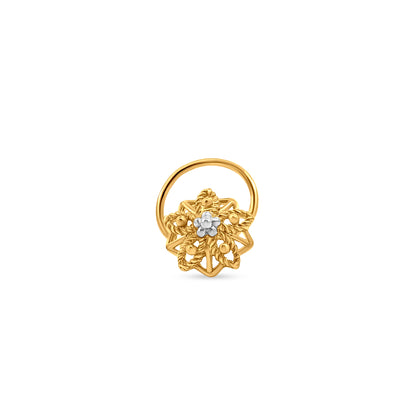 22k Gold Floral Blossom Nose Pin