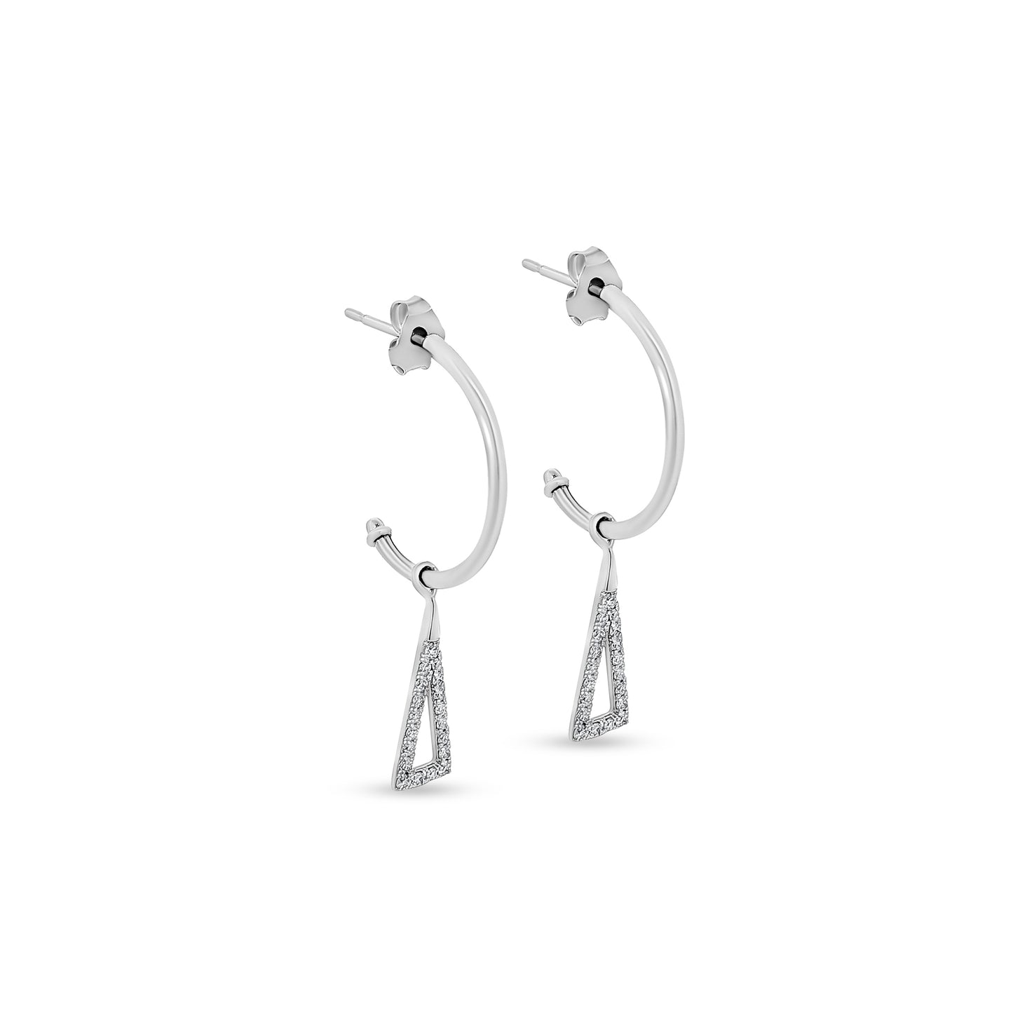 Platinum Round Diamond Statement Hanging Hoop Earrings