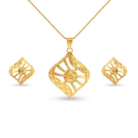 22K Gold Designer Pendant and Earring Set