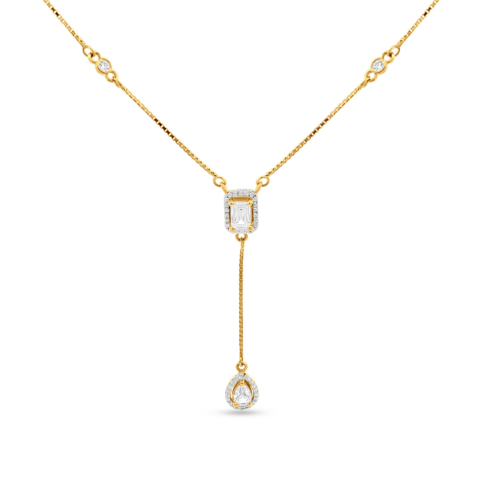 18k Gold Diamond-Like Stone Pendant & Earring Set