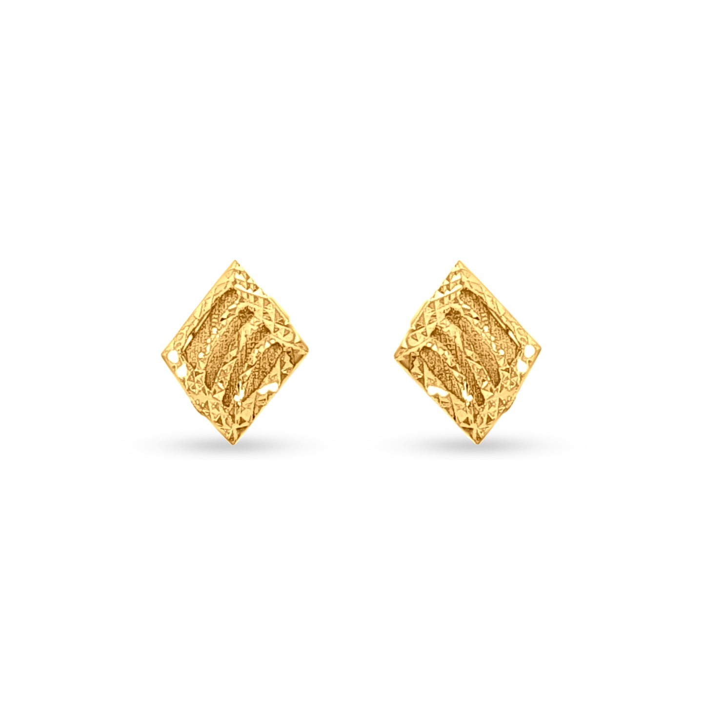 22K Gold Designer Diamond Shape Pendant and Earrings Set