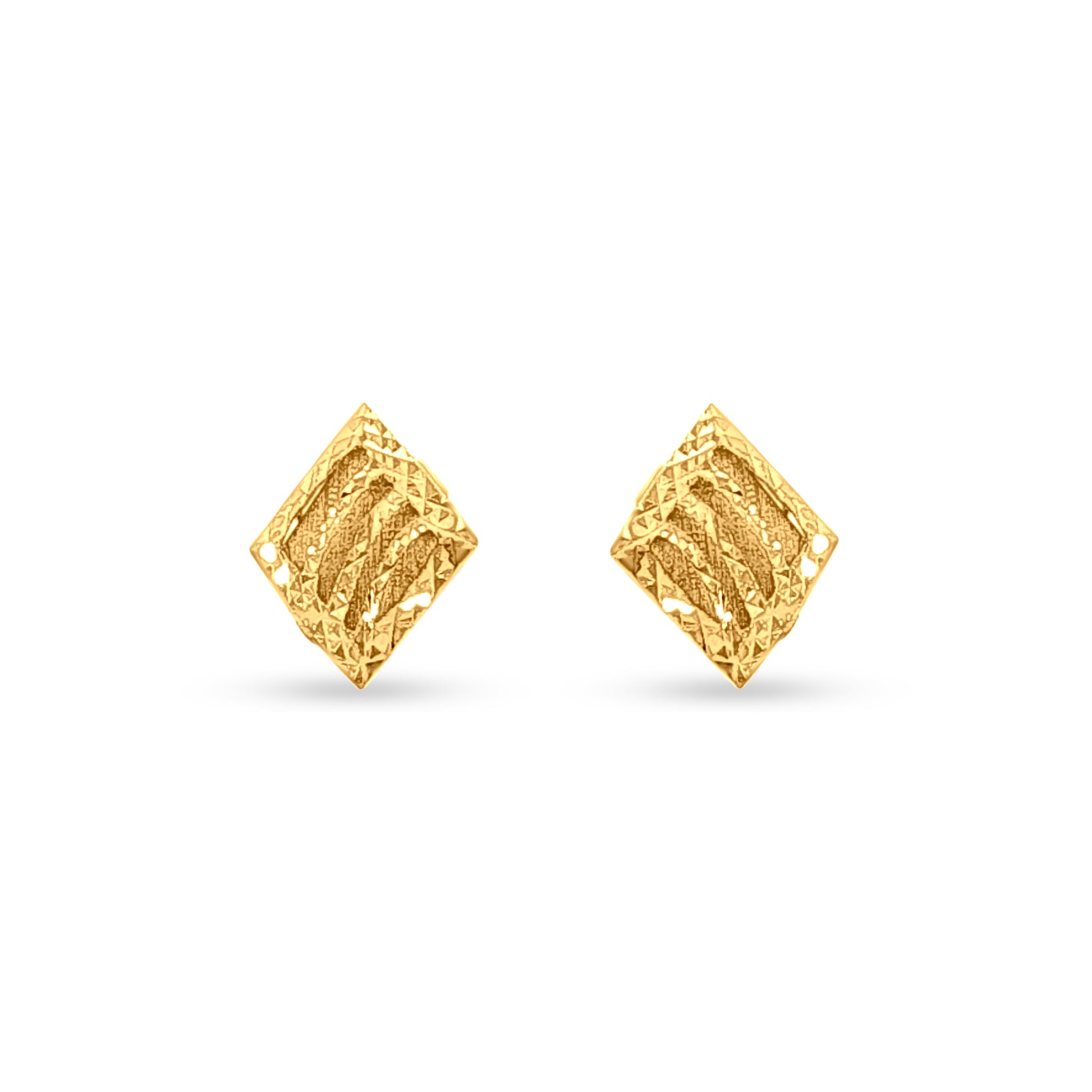 22K Gold Designer Diamond Shape Pendant and Earrings Set