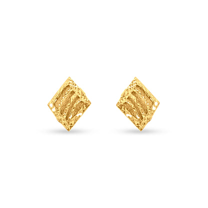 22K Gold Designer Diamond Shape Pendant and Earrings Set