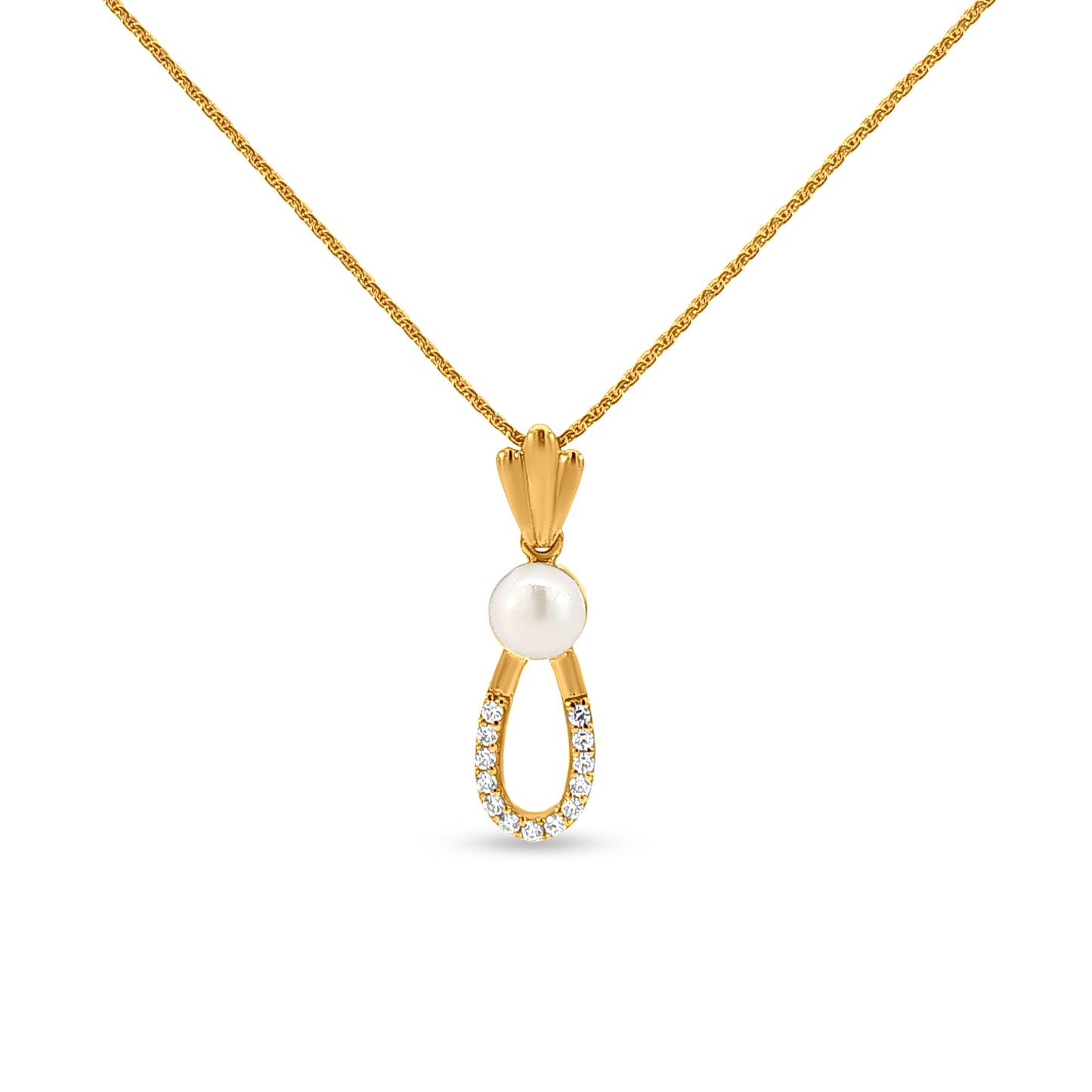 22K Gold Pearl Pendant and Earring Set