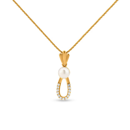 22K Gold Pearl Pendant and Earring Set