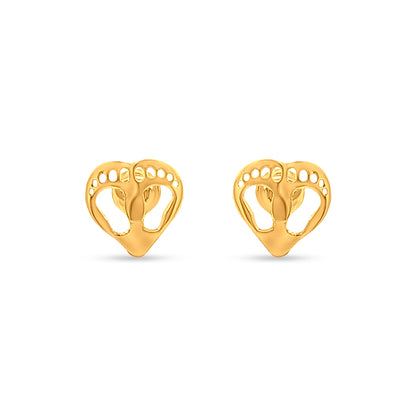 Minimalist Gold Baby Foot Heart Pendant and Earring Set