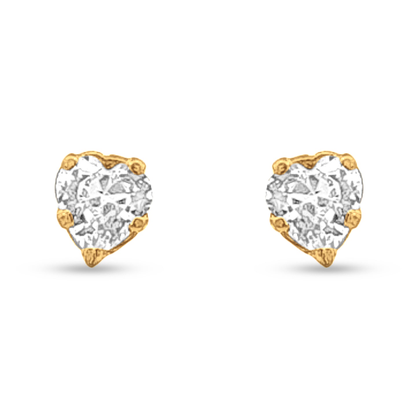 22k Gold Heart Tops with Glittering Center Stone