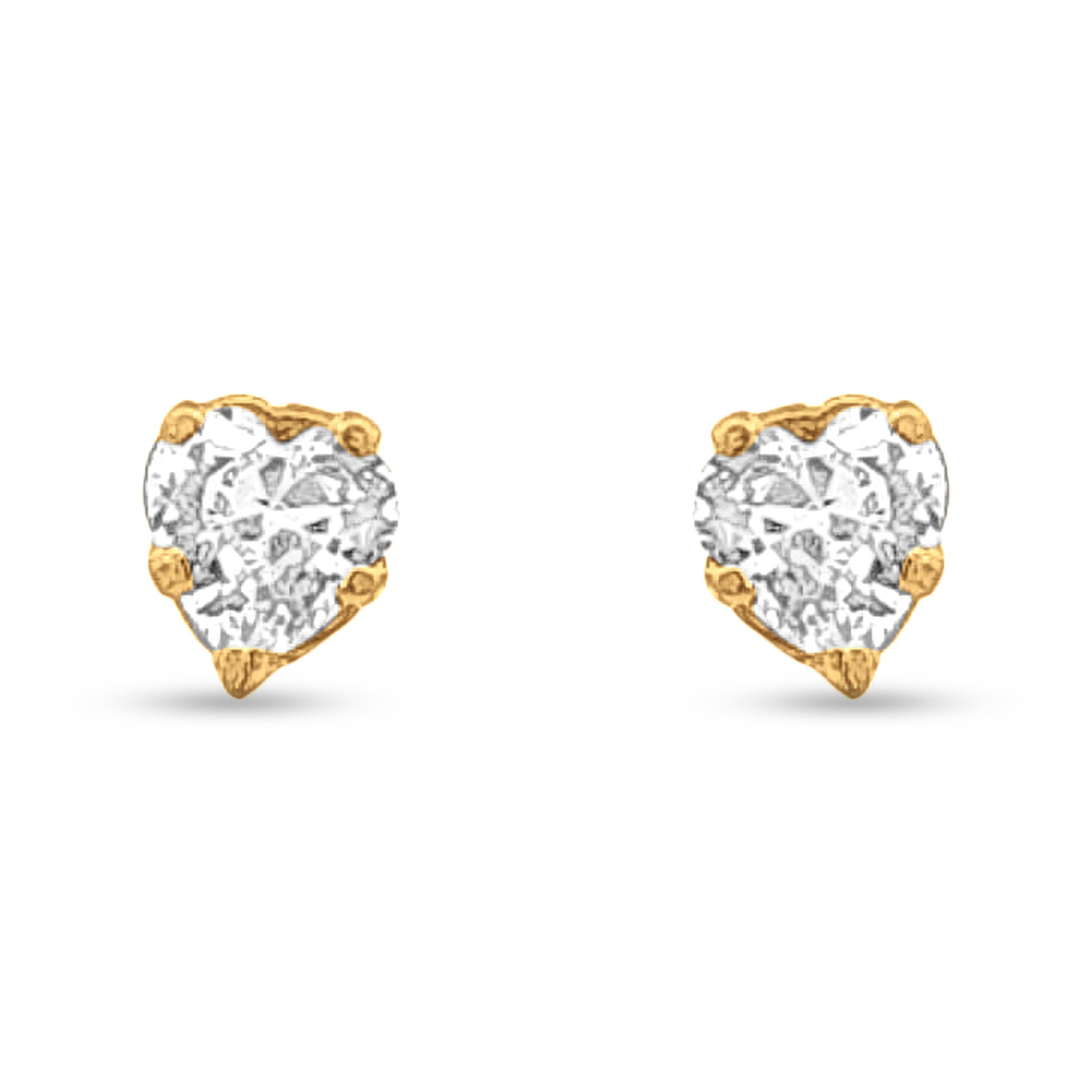 22k Gold Heart Tops with Glittering Center Stone