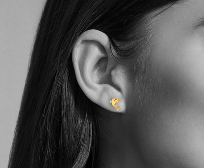 Suvarna Matsya: 22K Yellow Gold Dolphin Earrings