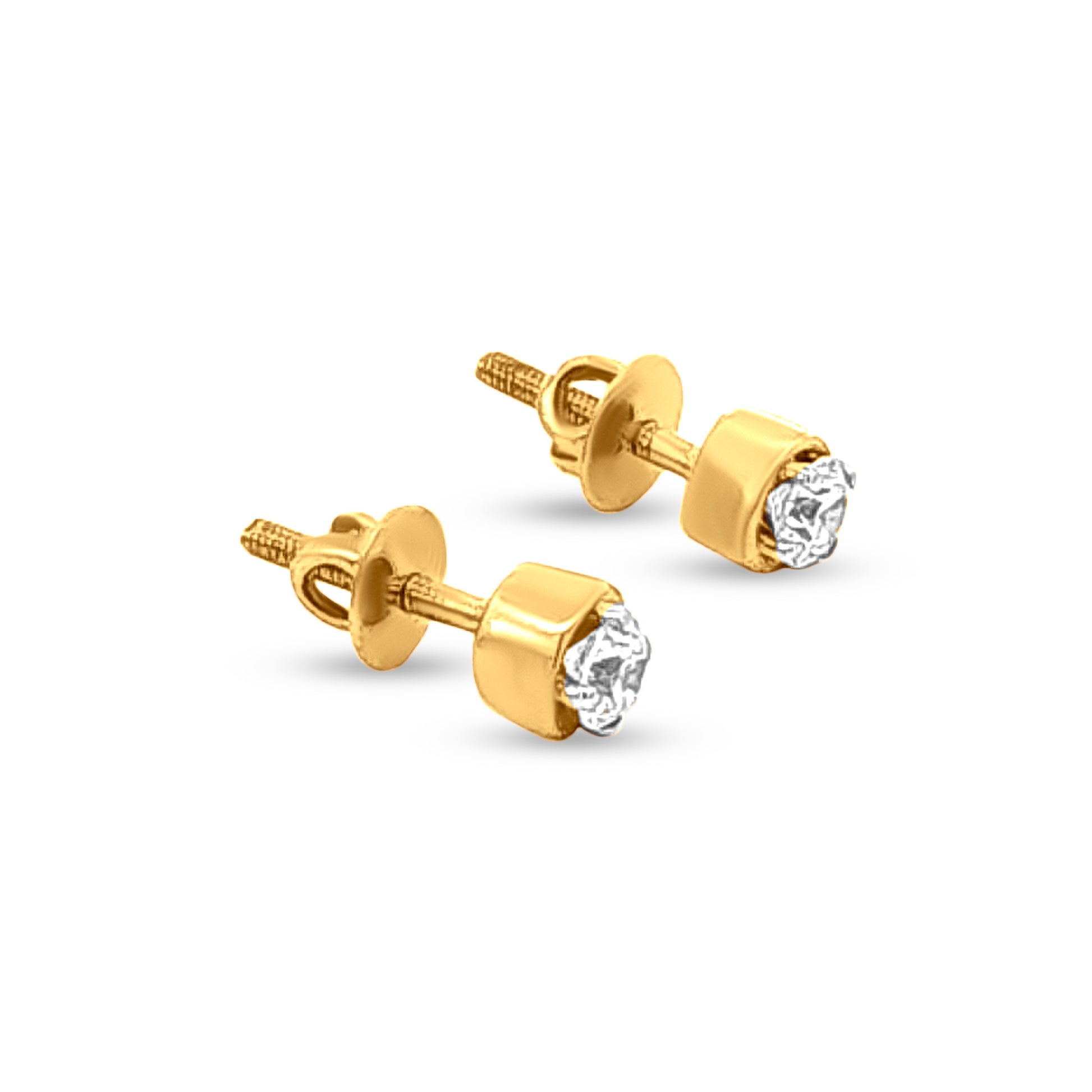 18k Gold Single Stone Small Studs