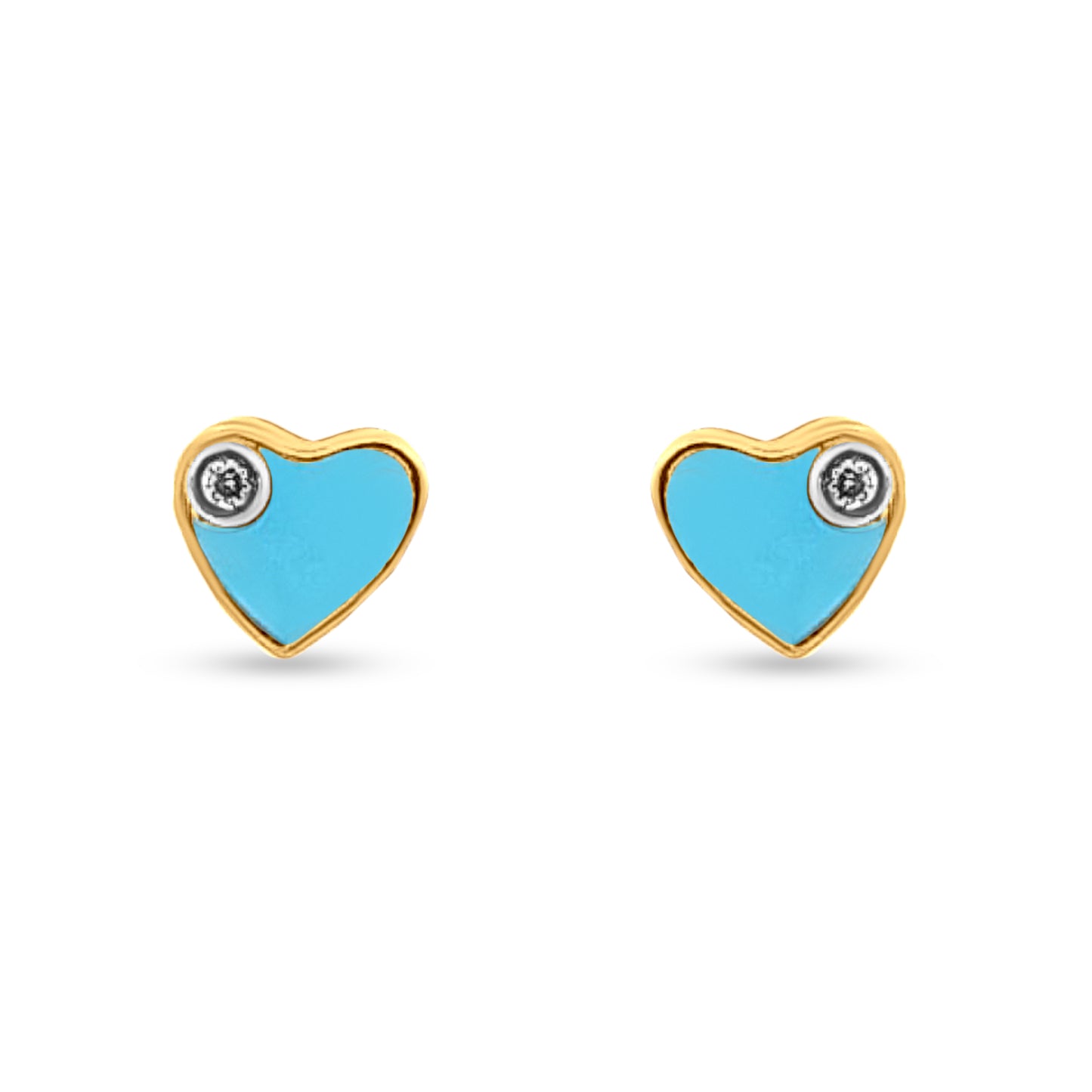 22k Gold Turquoise Color Heart Shape Earrings