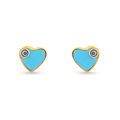 22k Gold Turquoise Color Heart Shape Earrings