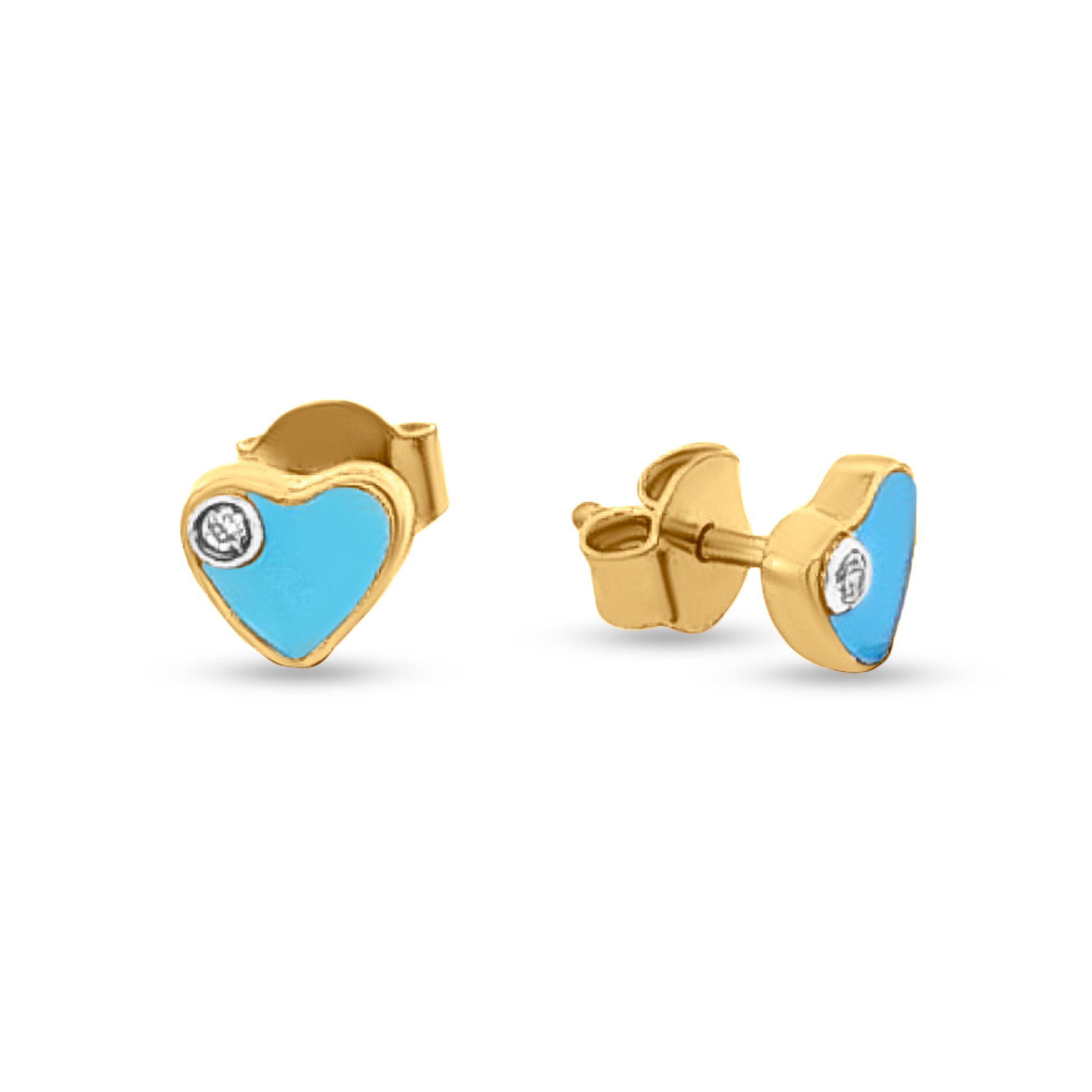 22k Gold Turquoise Color Heart Shape Earrings