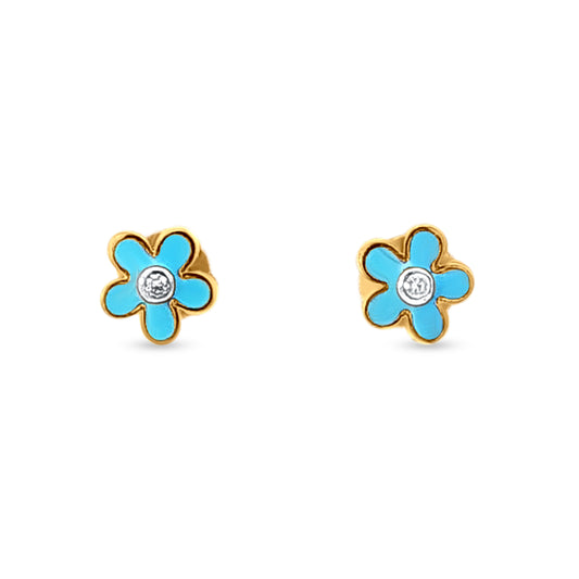 22k Gold Minimalist Flower Motif Earrings