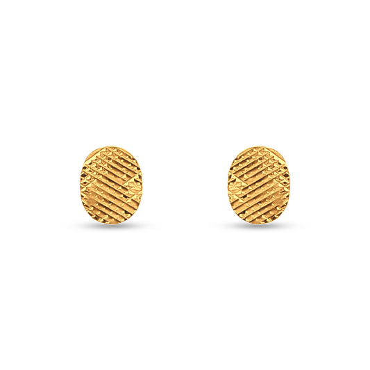 22k Gold Lightweight Button Design Earrings