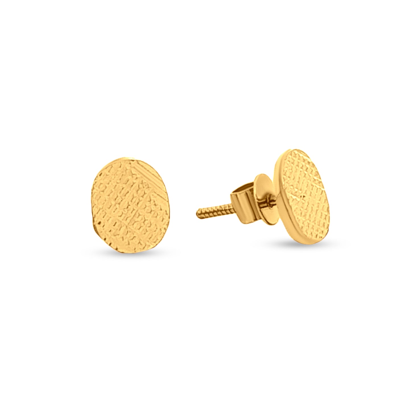 22k Gold Lightweight Button Design Earrings