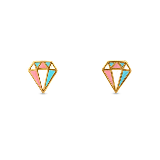 Minimalist Gold Diamond Motif Earrings