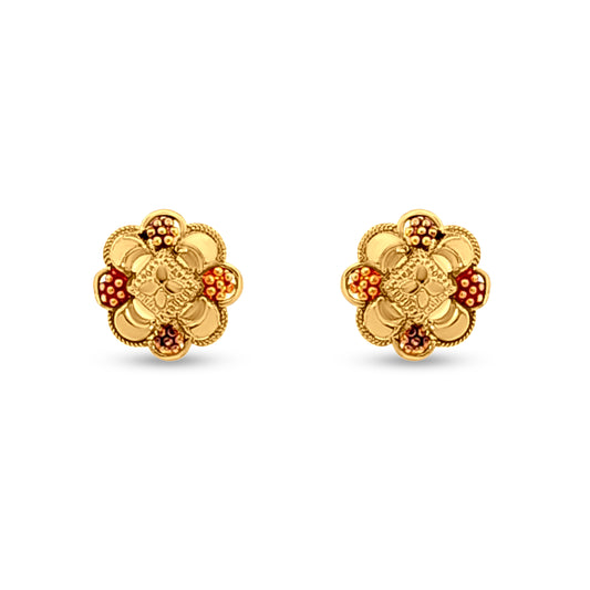 Minimalist Gold Floral Small Traditional Studs for Women/Girls