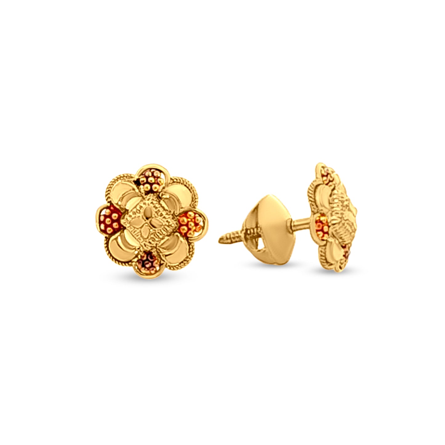 Minimalist Gold Floral Small Traditional Studs for Women/Girls