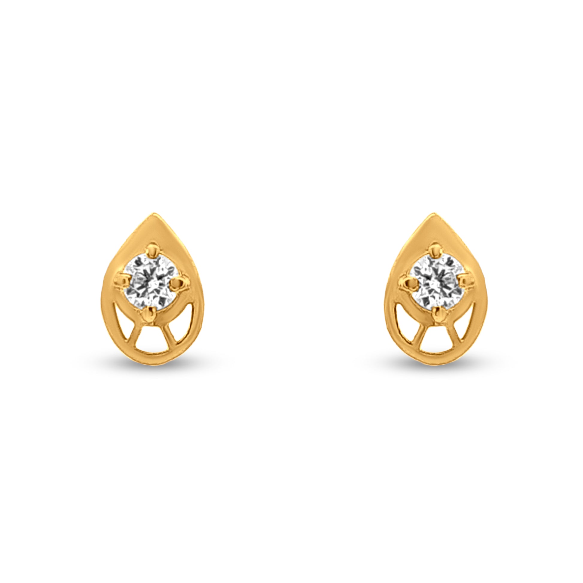 22k Gold Stone-Centered Earrings