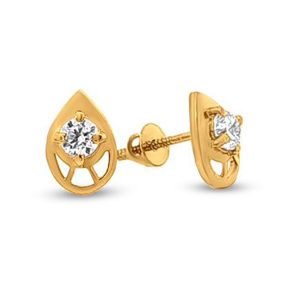 22k Gold Stone-Centered Earrings