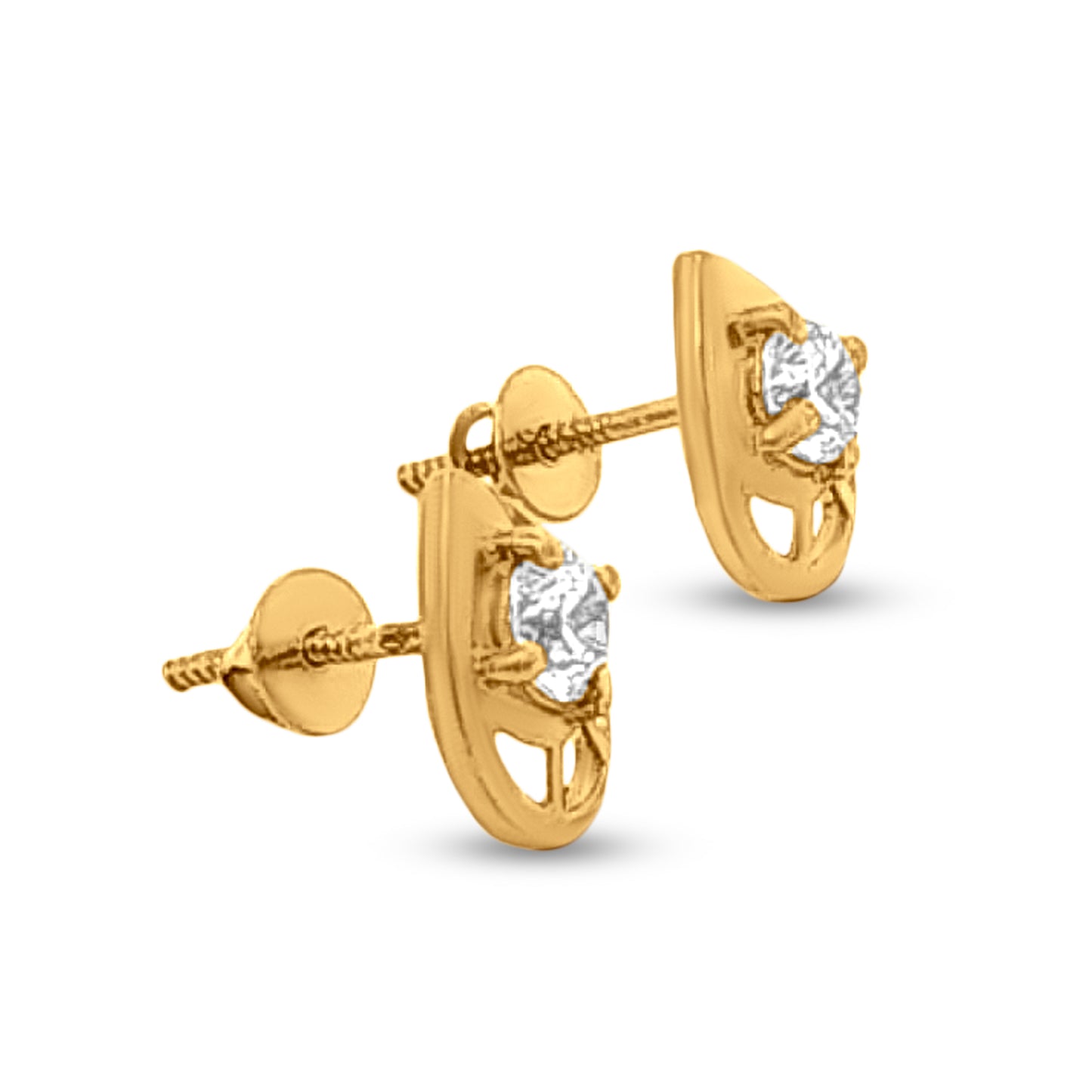 22k Gold Stone-Centered Earrings