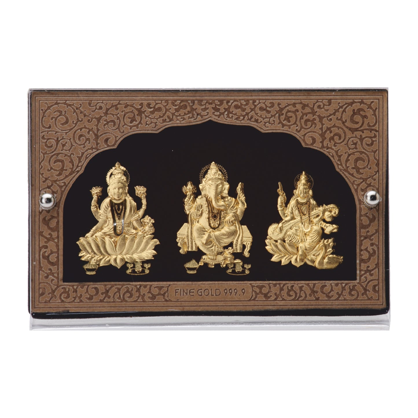 24K Gold Foil Ganesh Laxmi Saraswati Trio Frame